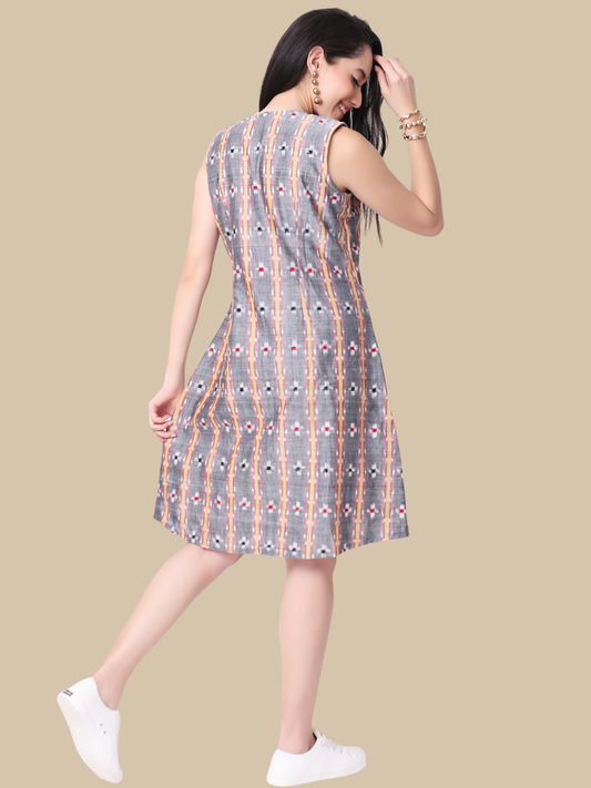 Cotton One Piece Dress in Handloom Sambalpuri Ikat Fabric