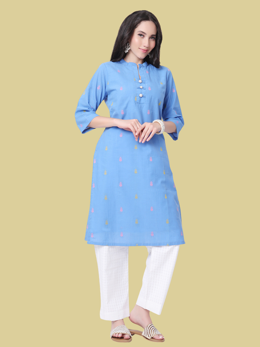 Pure Cotton Straight Kurti in Handloom Fabric