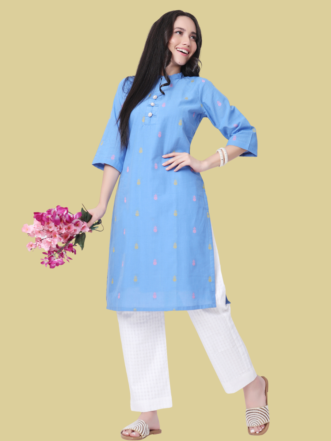 Pure Cotton Straight Kurti in Handloom Fabric