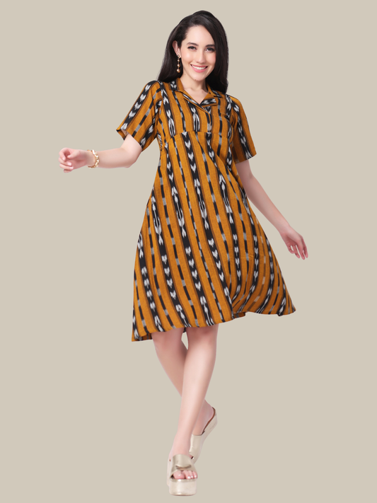 Pure Cotton dress in Handloom Ikat Fabric