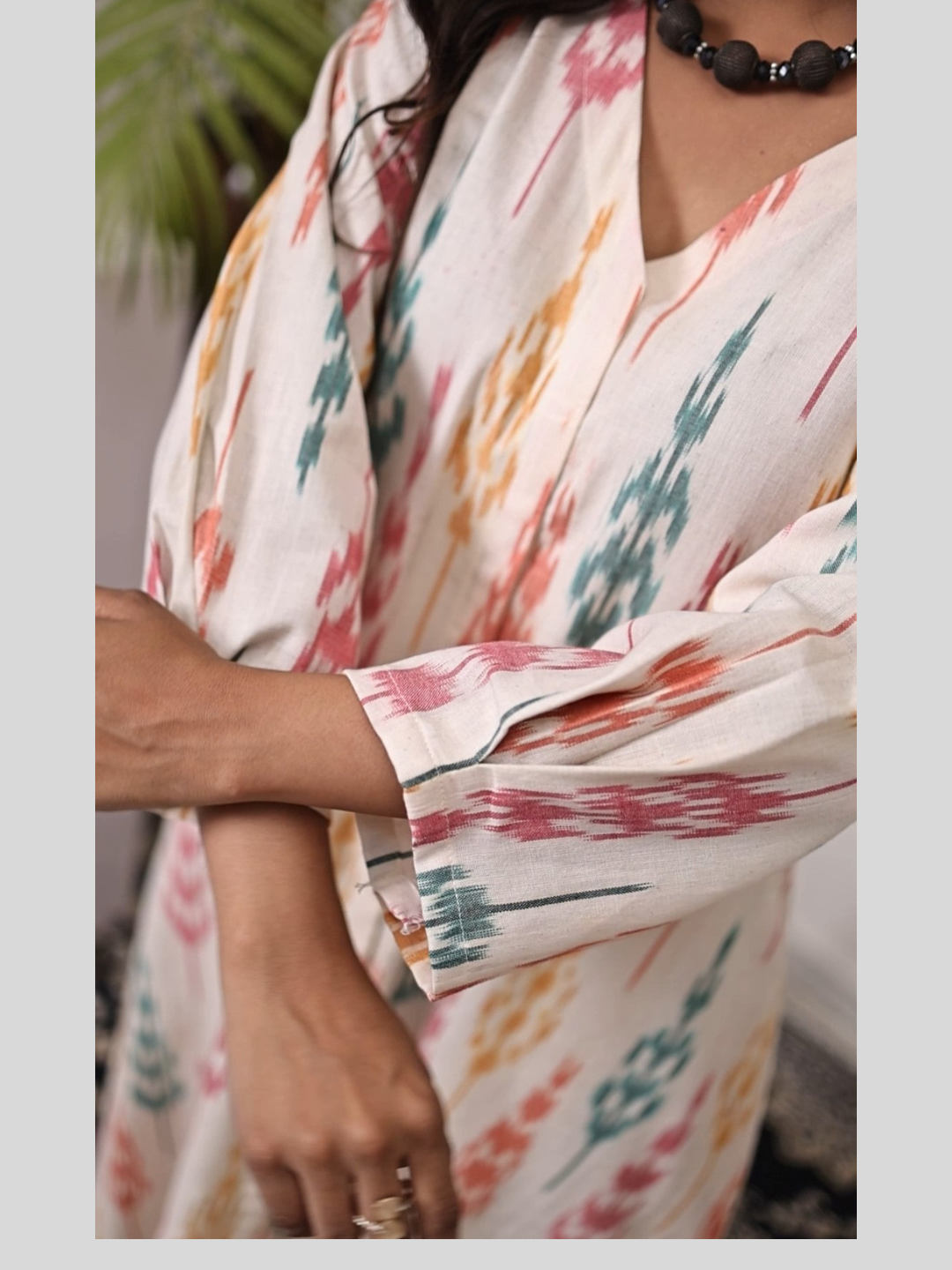 Cotton One Piece Dress in Handloom Ikat Fabric