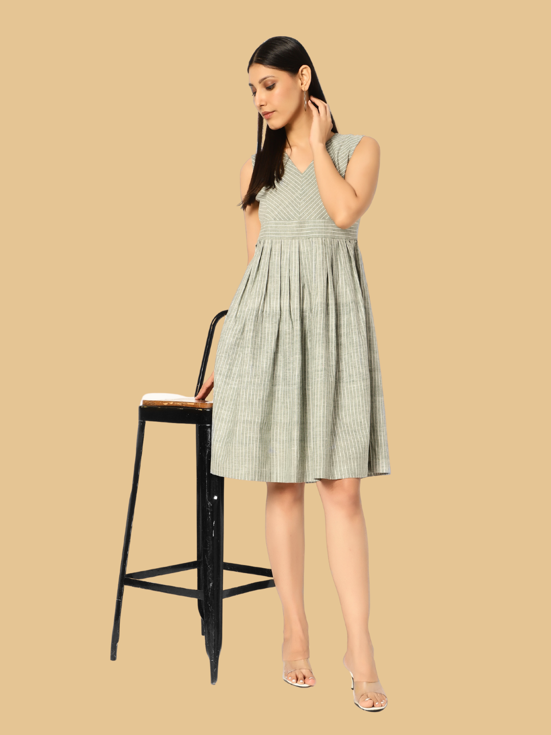 Handloom Cotton Dress in Muslin Khadi Fabric