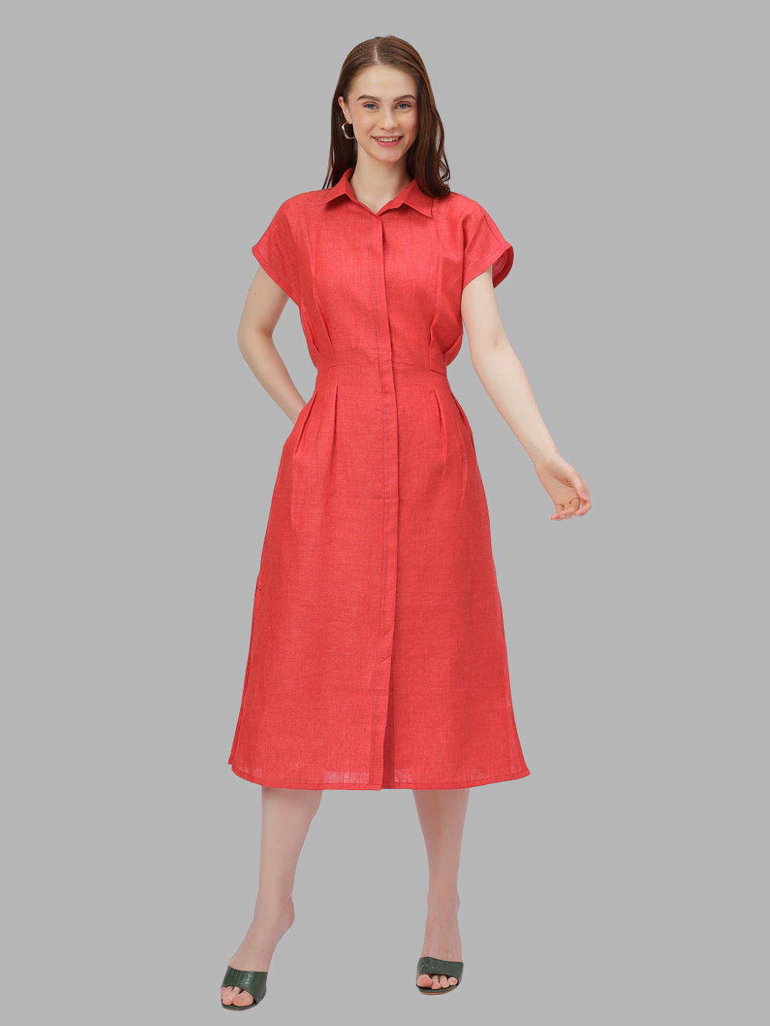 One Piece Dress in Pure Linen Fabric Taansi One Piece Dress in Pure Linen Fabric Taansi