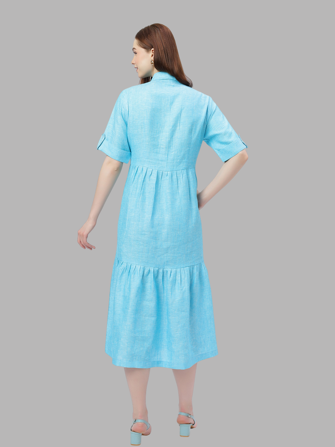 One Piece Dress in Pure Natural Linen Fabric