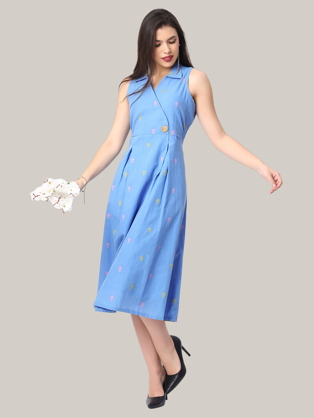 Jamdani Cotton Dress in Pure Cotton Fabric