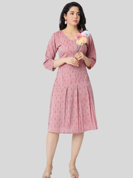 Handloom Dress in Handwoven Ikat Cotton Fabric