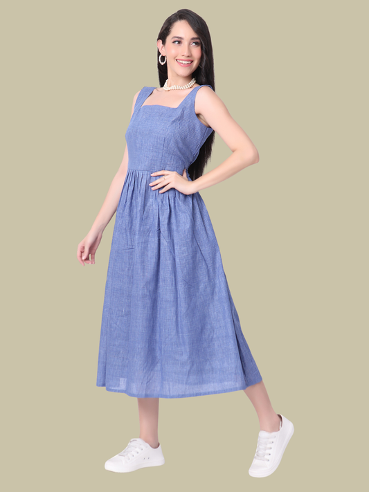 Handloom Dress in Khadi Pure Cotton Check Fabric