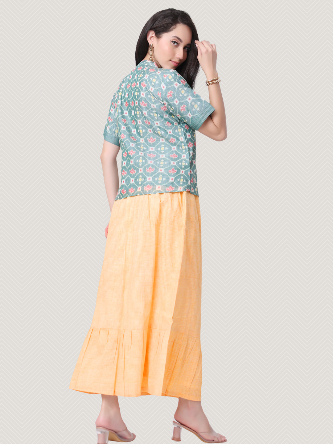 Top & Skirt Set in Pure Cotton Handloom Fabric