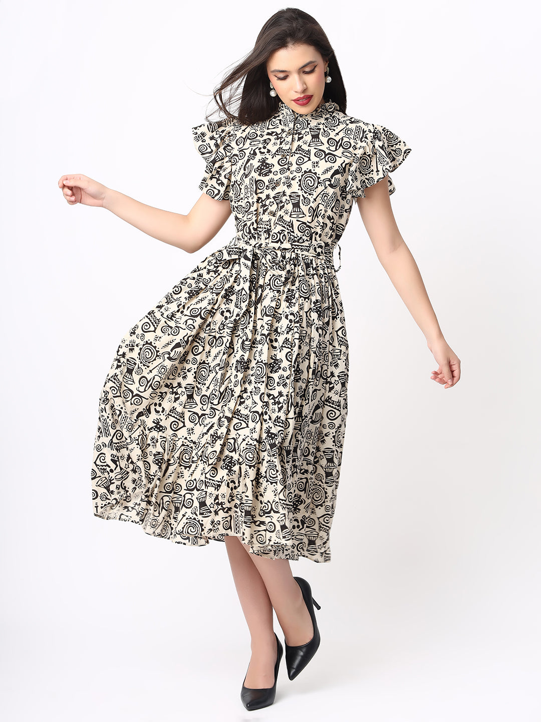 Handloom Cotton Dress in Hand Block printed Fabric