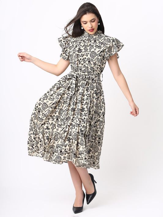 Handloom Cotton Dress in Hand Block printed Fabric