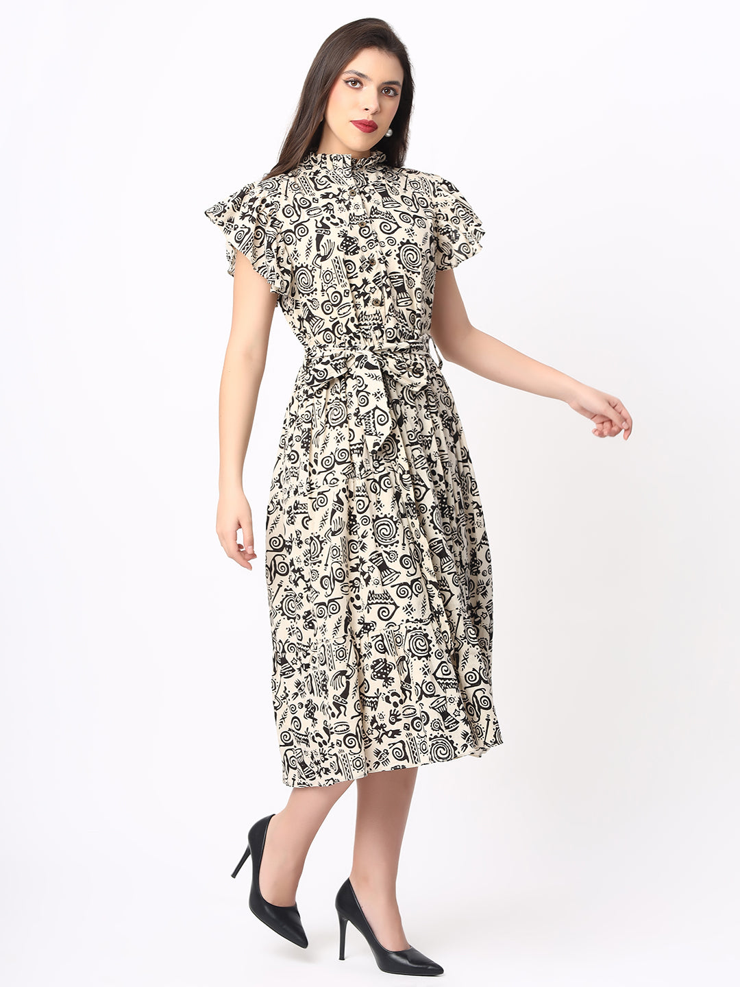 Handloom Cotton Dress in Hand Block printed Fabric
