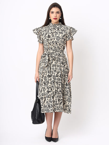 Handloom Cotton Dress in Hand Block printed Fabric