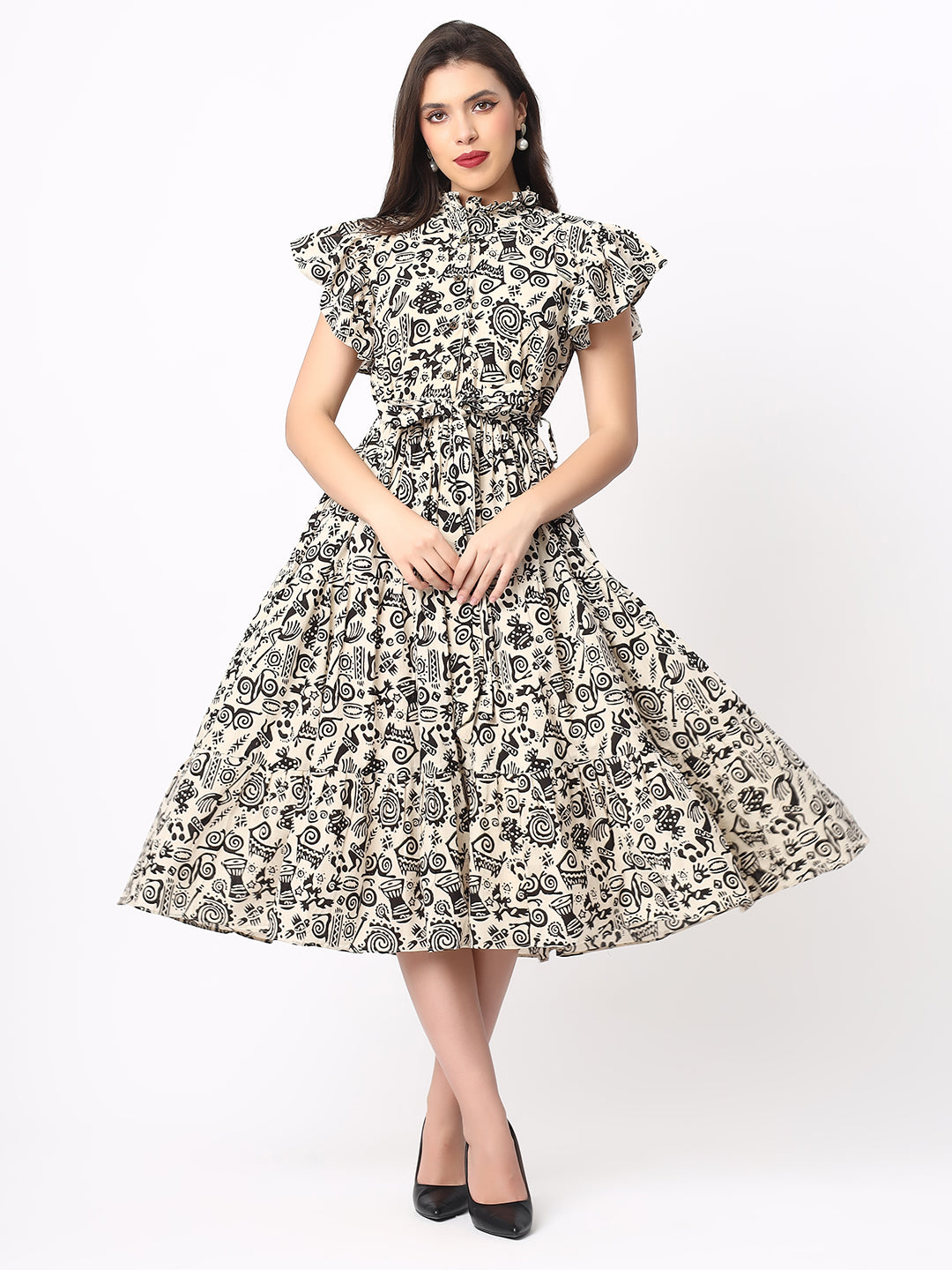 Handloom Cotton Dress in Hand Block printed Fabric