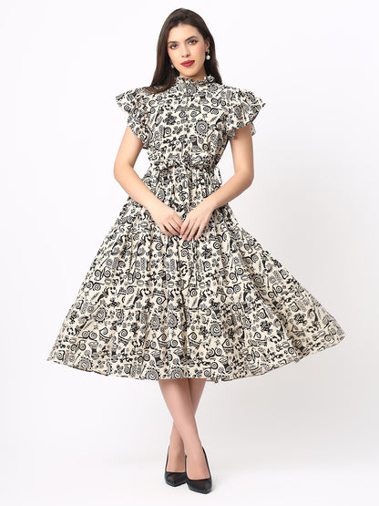 Handloom Cotton Dress in Hand Block printed Fabric