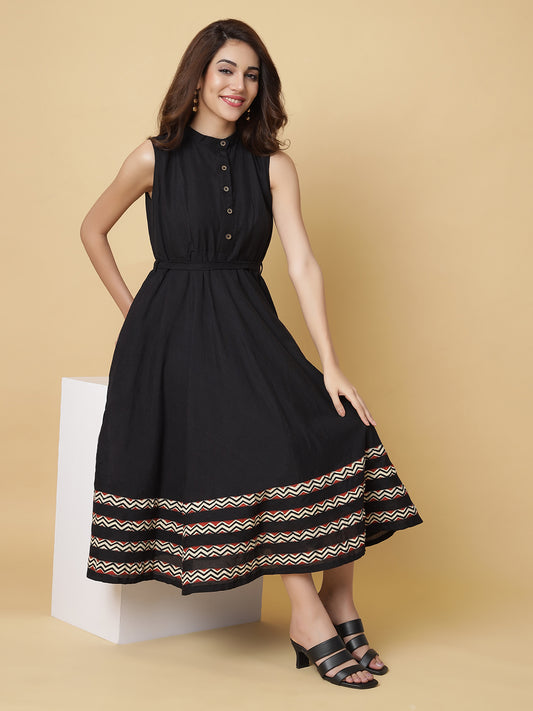 Handloom Cotton Dress in Hand Block printed Fabric