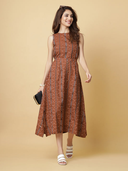 Cotton Two Piece Dress in Handloom Sambalpuri Ikat Fabric