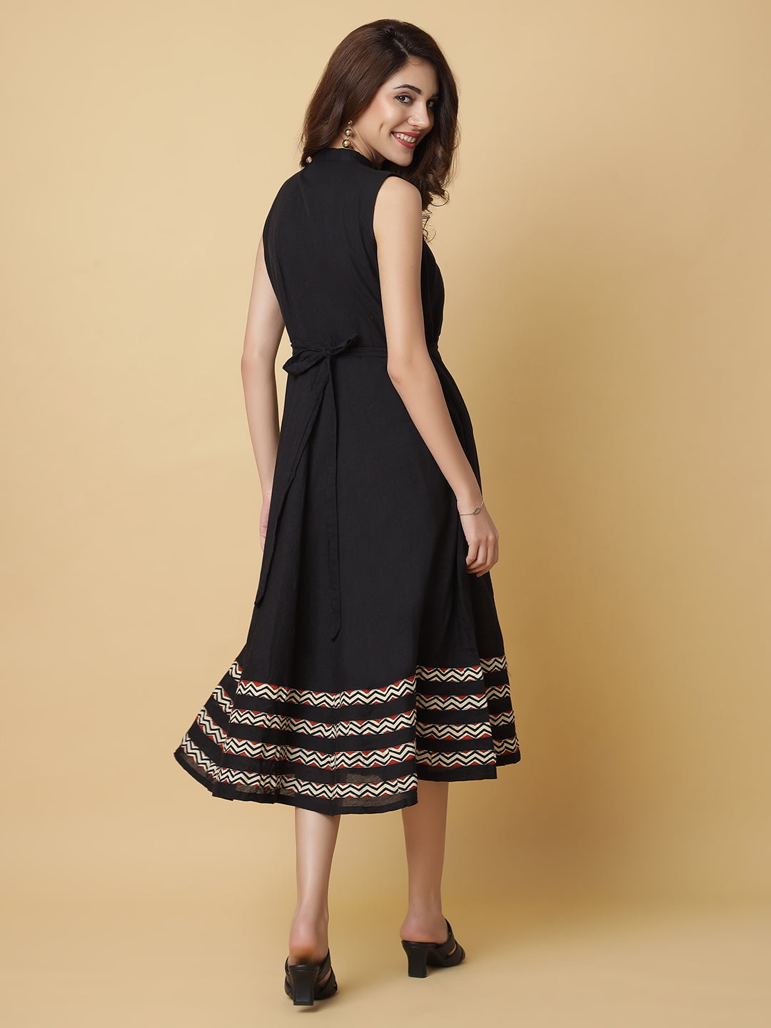 Handloom Cotton Dress in Hand Block printed Fabric