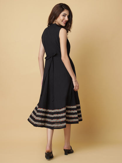 Handloom Cotton Dress in Hand Block printed Fabric