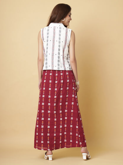 Exquisite Handloom Sambalpuri Ikat Top & Skirt Set