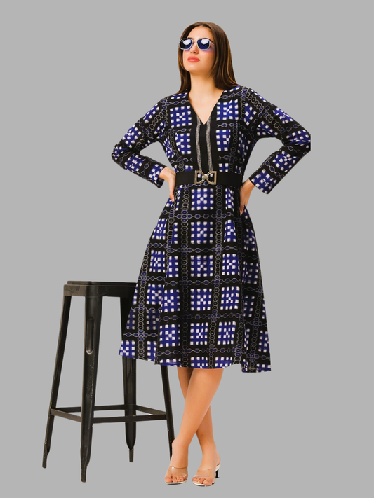 Cotton One Piece Dress in Handloom Sambalpuri Ikat Fabric no.12