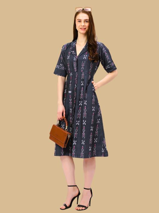 Cotton One Piece Dress in Handloom Sambalpuri Ikat Fabric