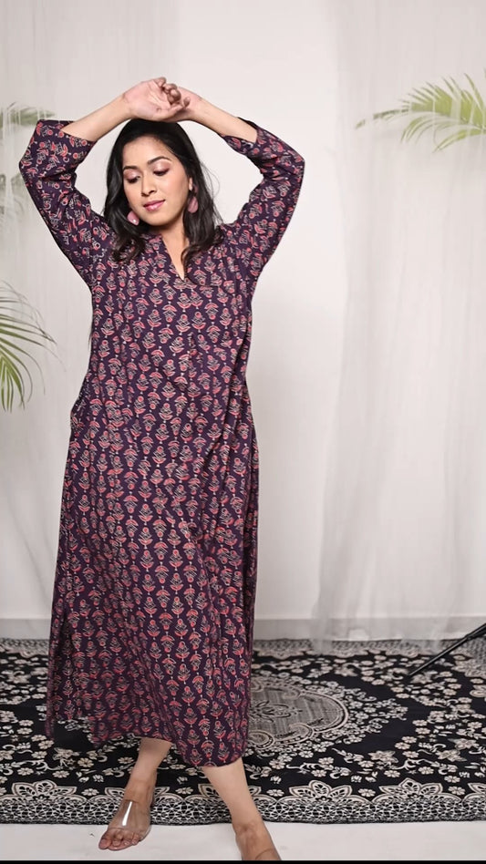 Pure Cotton Dress in Hand Block printed Fabric