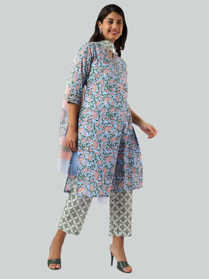 Handcrafted Cotton Kurti Set in Hand Block Printed  Fabric