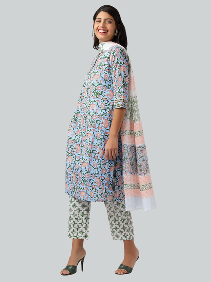 Handcrafted Cotton Kurti Set in Hand Block Printed  Fabric
