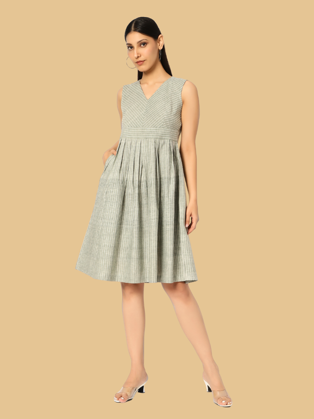 Handloom Cotton Dress in Muslin Khadi Fabric