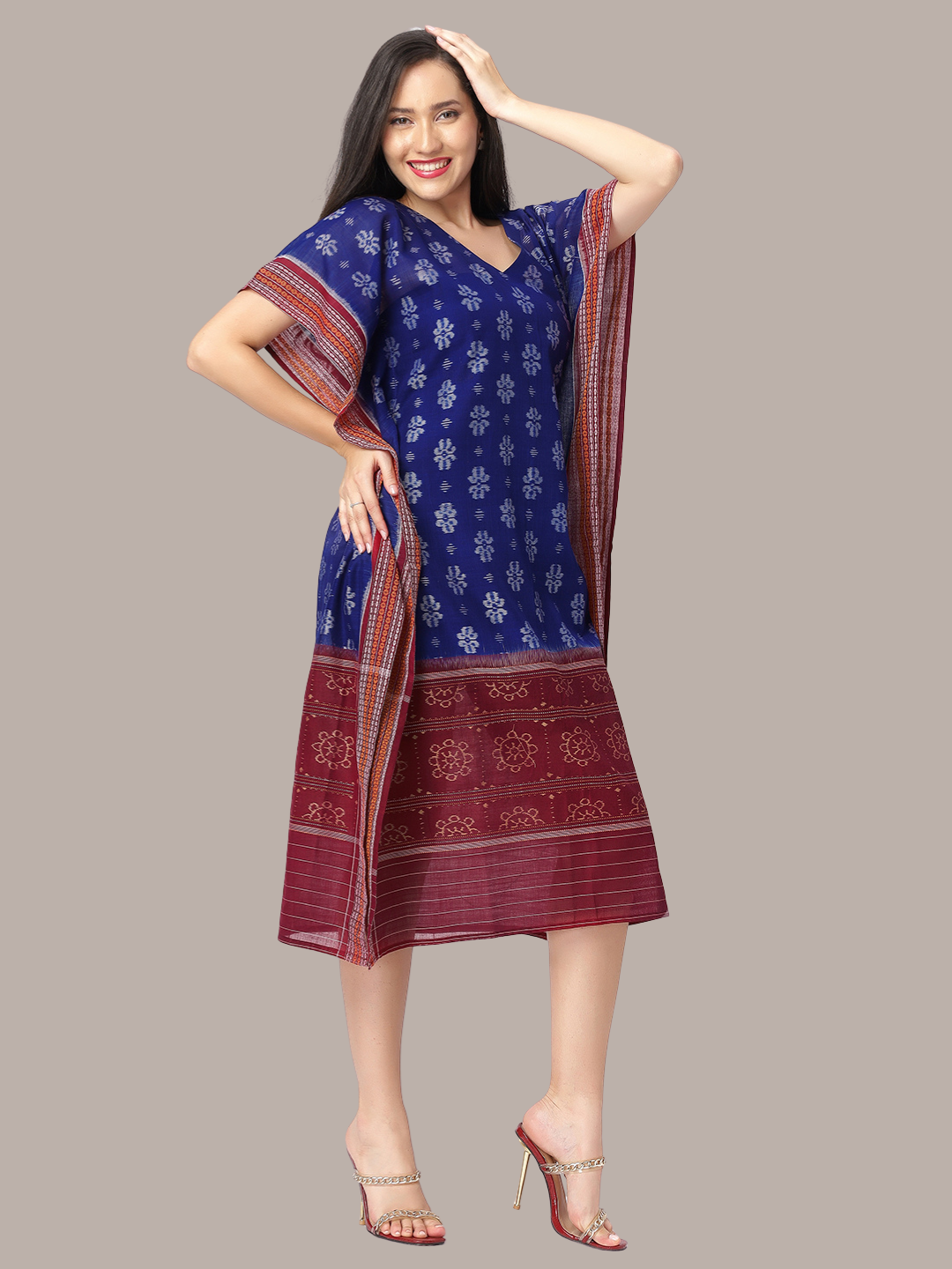 Exquisite Handloom Sambalpuri Ikat cotton Kaftan dress