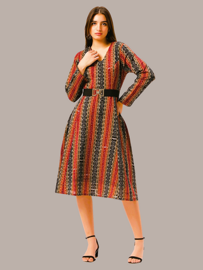 Cotton One Piece Dress in Handloom Sambalpuri Ikat Fabric