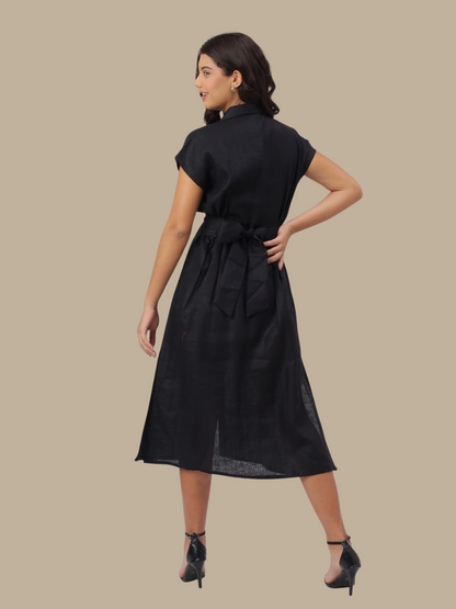 One Piece Dress in Pure Natural Linen Fabric