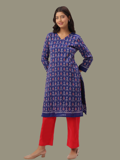 Handloom Sambalpuri Ikat Cotton Kurti and Pant Set