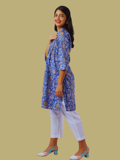 Cotton Straight Kurti from Hand Block Printed Fabric