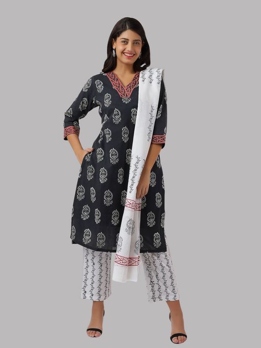 Handcrafted Cotton Kurti Set in Hand Block Printed  Fabric