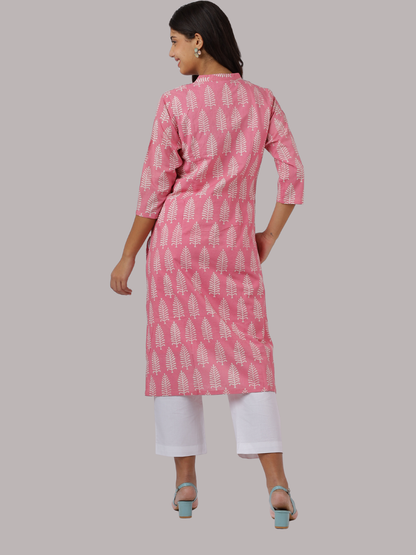 Pure Cotton Straight Kurti in Hand Block Printed Fabric