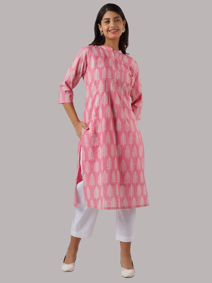 Pure Cotton Straight Kurti in Hand Block Printed Fabric