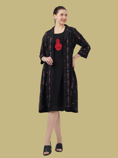 Iconic Handloom Sambalpuri Ikat Cotton Jacket Dress