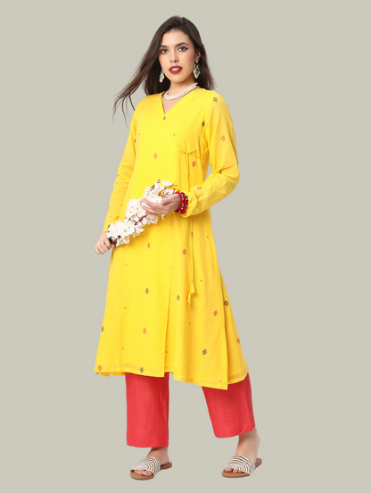 Handloom  Kurti and Pant Set from Jamdani Cotton and Linen Fabric