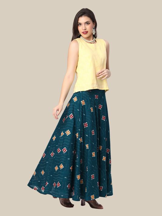 Handloom Cotton Top & Skirt Set in Sambalpuri Fabric
