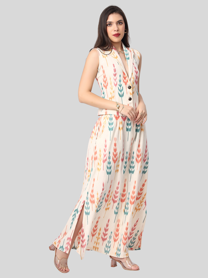 Handloom Cotton Top & Skirt Set in Premium Ikat Fabric