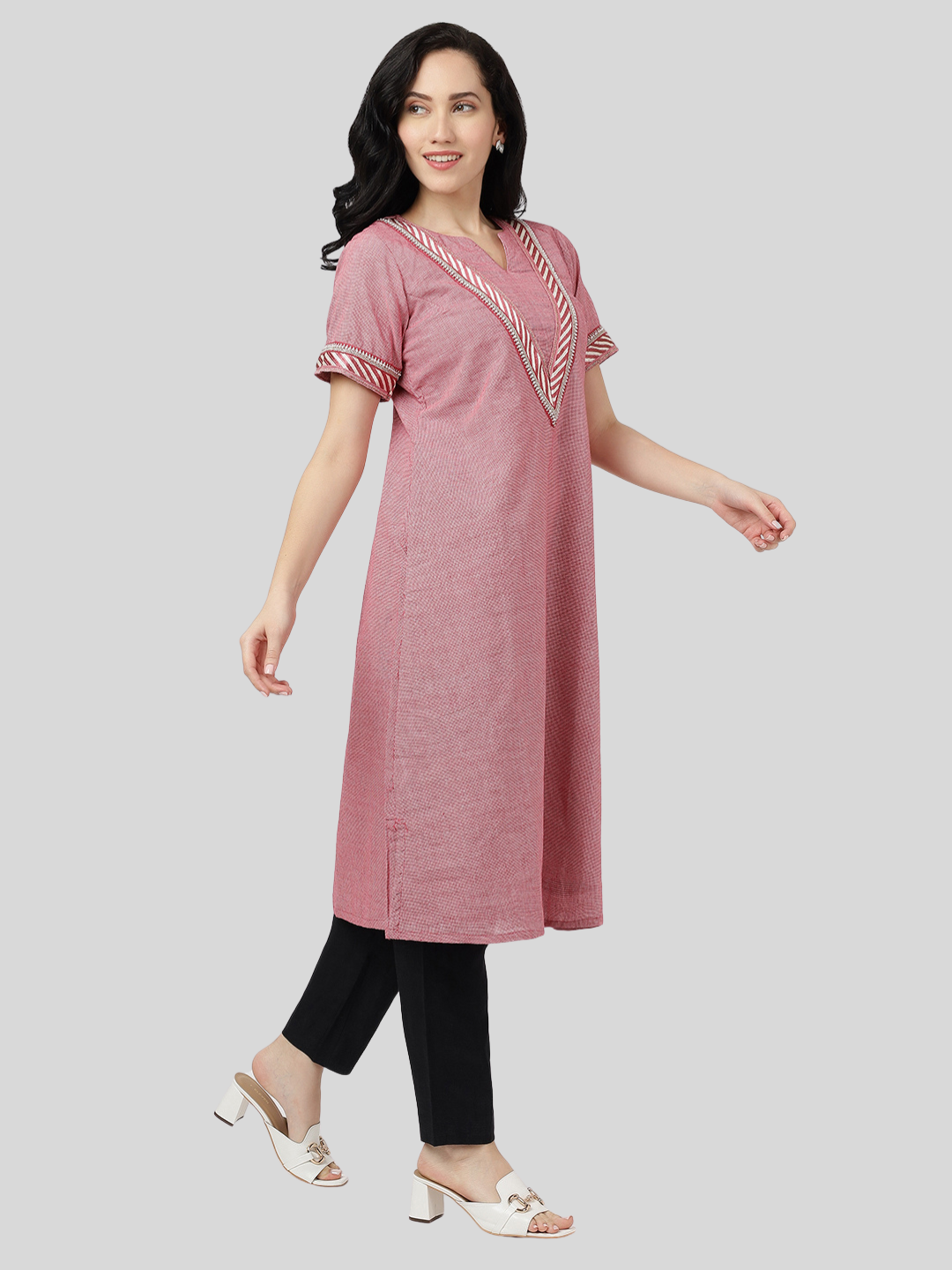Pure Cotton A Line Kurti in Handloom Fabric