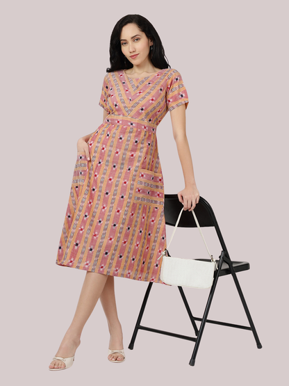 Cotton dress in Premium Handwoven Sambalpuri Ikat Fabric