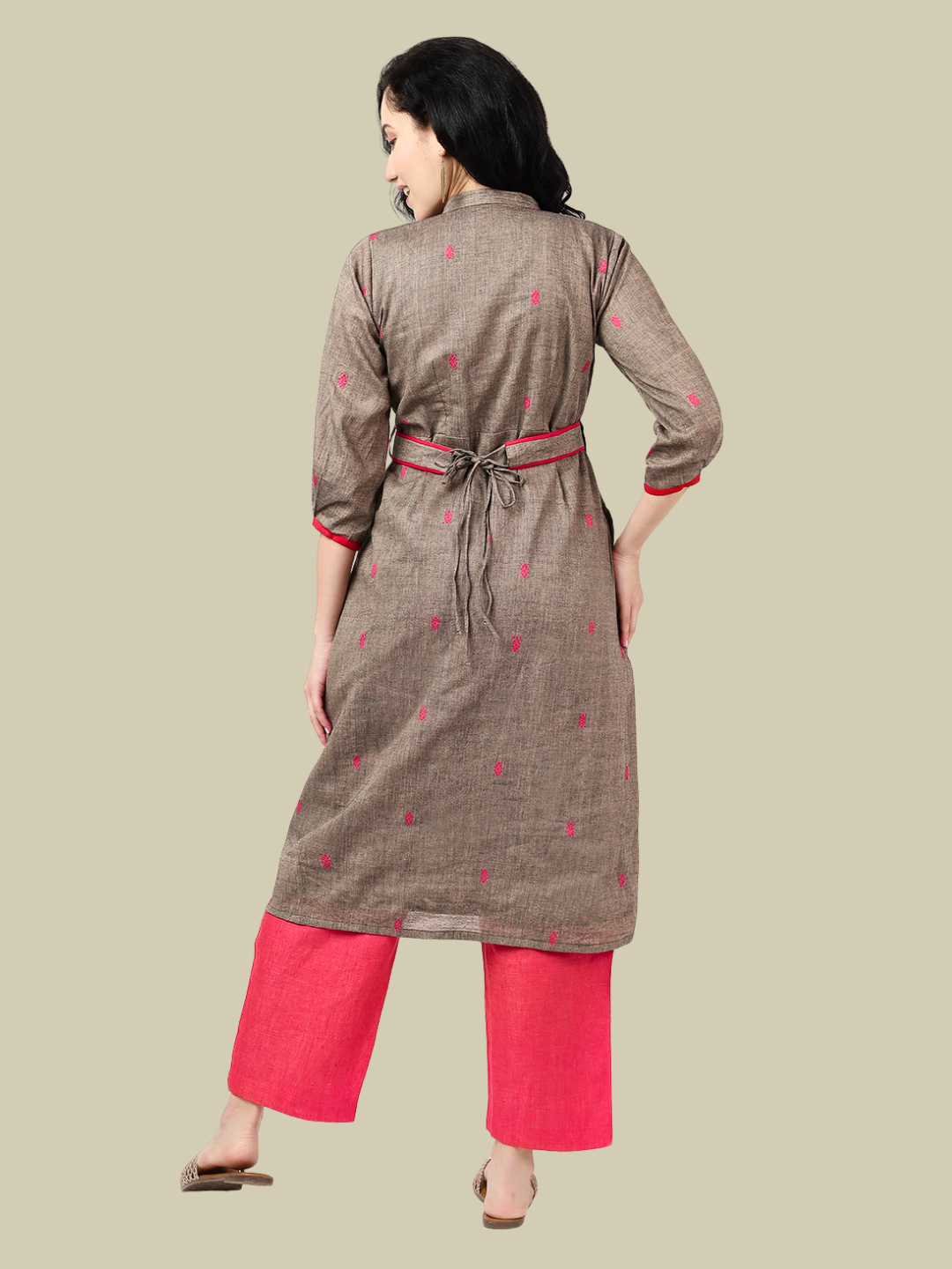 Pure Cotton A Line Kurti in Handloom Jamdani Fabric