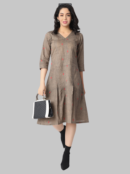 Handloom Dress in Handwoven Jamdani Cotton Fabric