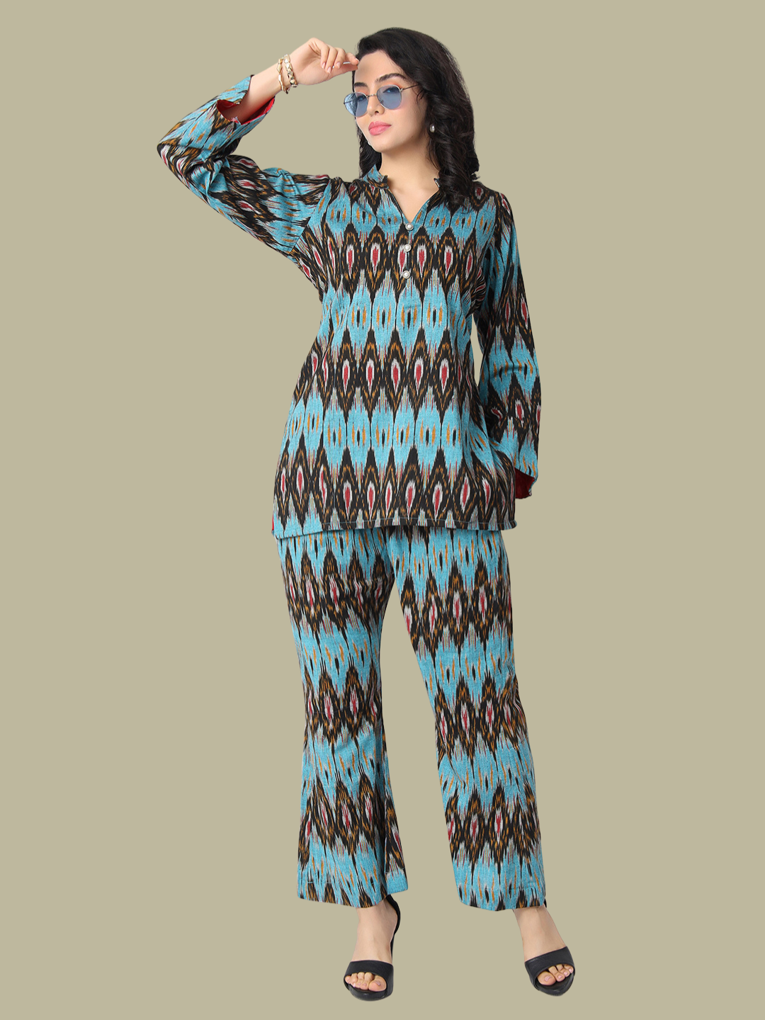 Co-Ord Set from Handwoven pure Cotton Ikat Fabric