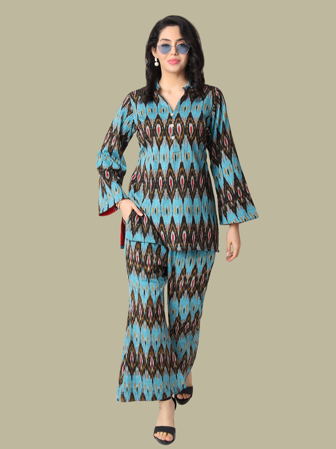 Co-Ord Set from Handwoven pure Cotton Ikat Fabric