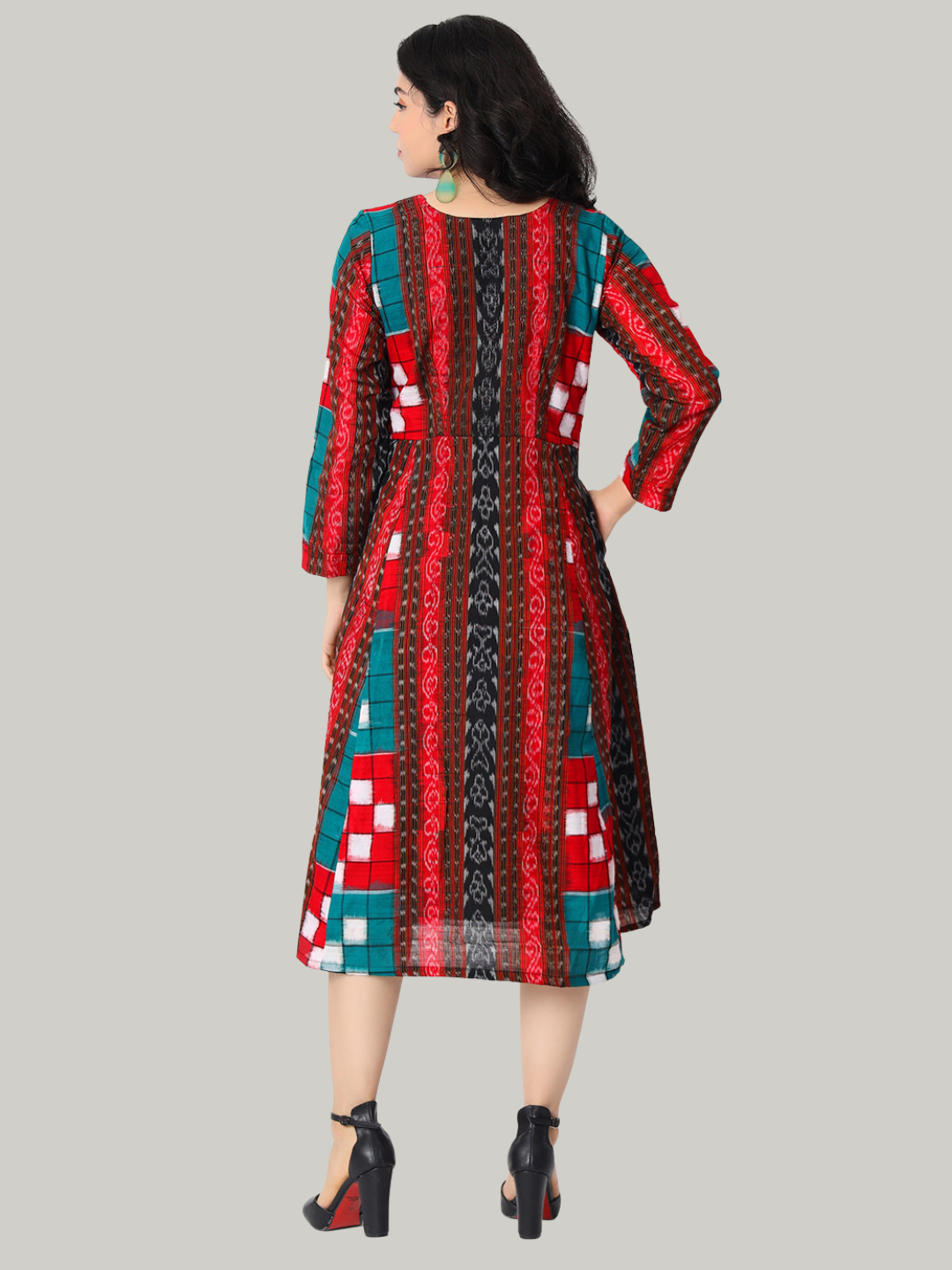 Cotton One Piece Dress in Handloom Sambalpuri Double Ikat Fabric