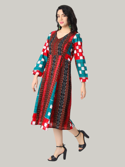 Cotton One Piece Dress in Handloom Sambalpuri Double Ikat Fabric