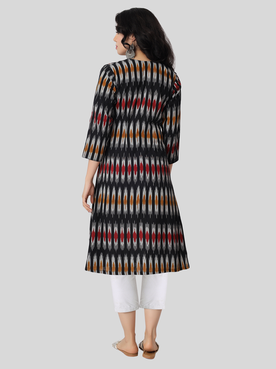 Pure Cotton A Line Kurti in Handloom Ikat Fabric